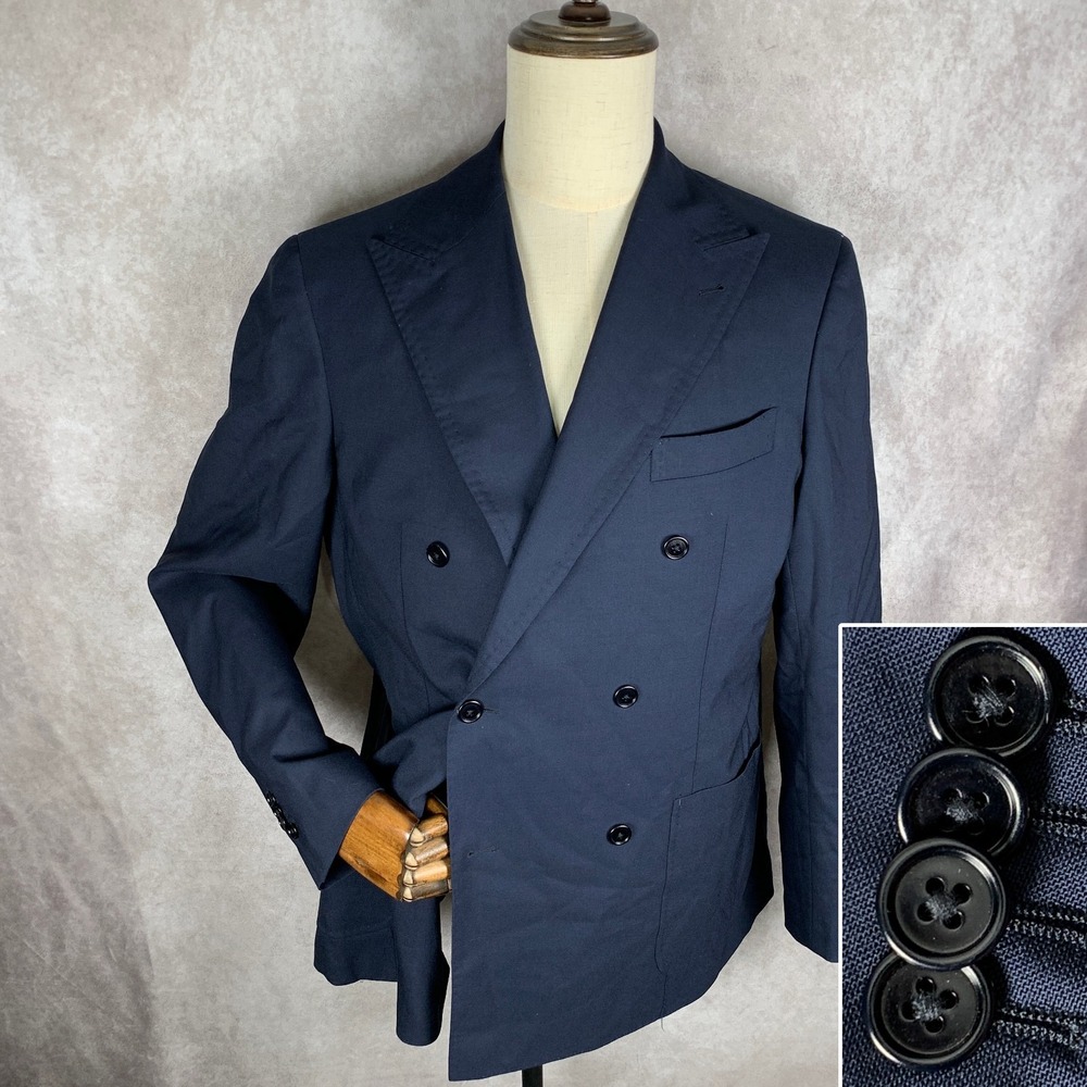 Gutteridge Blazer Men 44 Double Breasted Vitale Barberis Canonico Wool Old Money